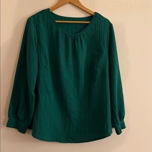 SHEIN Teal Blouse with Pinstripes